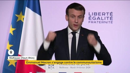 A Mulhouse, Macron prononce son discours de la méthode rustine pour sauver le « vivre ensemble ».