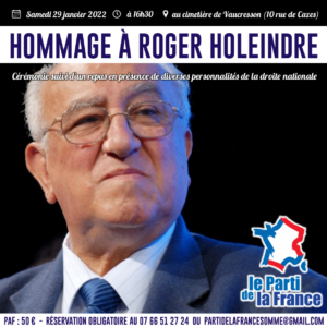 Samedi 29 janvier 2022 : hommage du Parti de la France à Roger Holeindre @ CIMETIERE DE VAUCRESSON