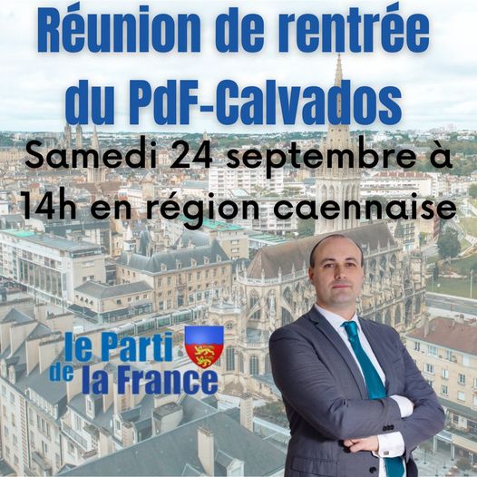 RÉUNION DE RENTRÉE DU PDF-CALVADOS SAMEDI 24 SEPTEMBRE