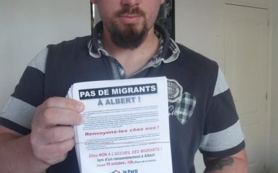 Les militants du Parti de la France se mobilisent pour le rassemblement anti-immigration à Albert